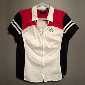 Harley-Davidson® Women's Colorblock Zip Front Shirt.